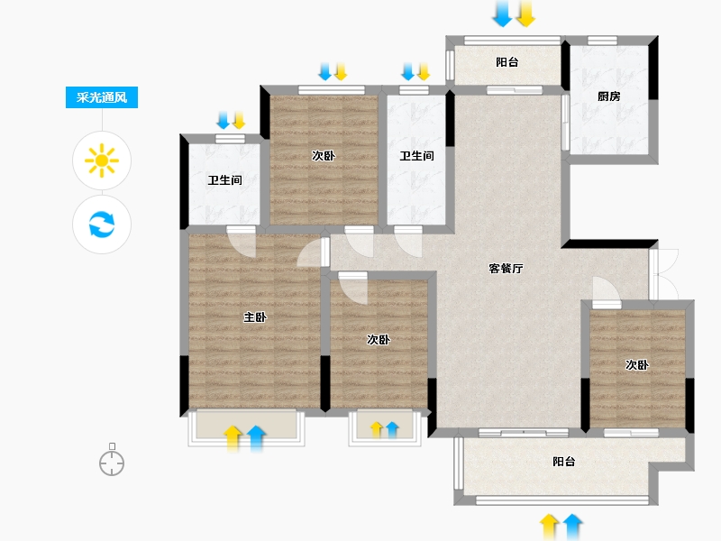 河南省-周口市-建业城三期 君望-122.40-户型库-采光通风