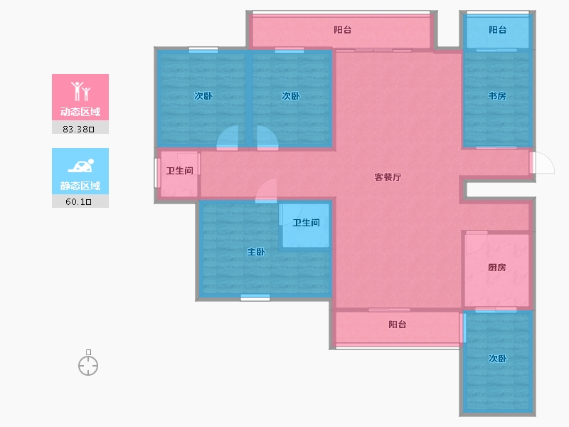 黑龙江省-鹤岗市-半山海景兰溪谷(二期)-128.55-户型库-动静分区