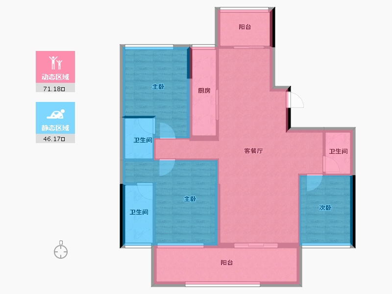 湖北省-十堰市-寿康·华悦府-105.65-户型库-动静分区