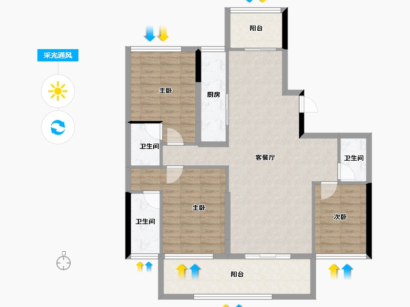 湖北省-十堰市-寿康·华悦府-105.65-户型库-采光通风