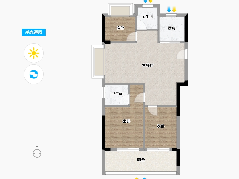 福建省-福州市-榕发栖湖郡-71.67-户型库-采光通风