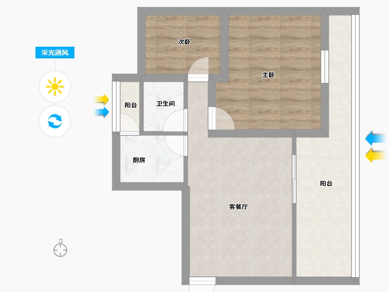 广东省-深圳市-创世纪滨海花园-46.57-户型库-采光通风