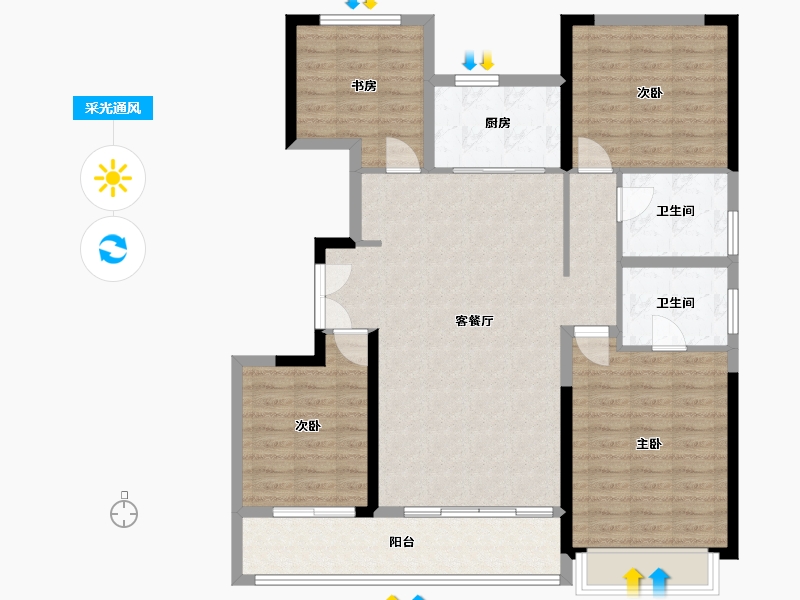 山东省-青岛市-灵山湾和玺-114.03-户型库-采光通风