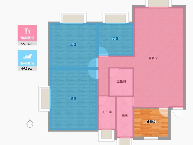 广东省-深圳市-太子山庄-102.68-户型库-动静分区