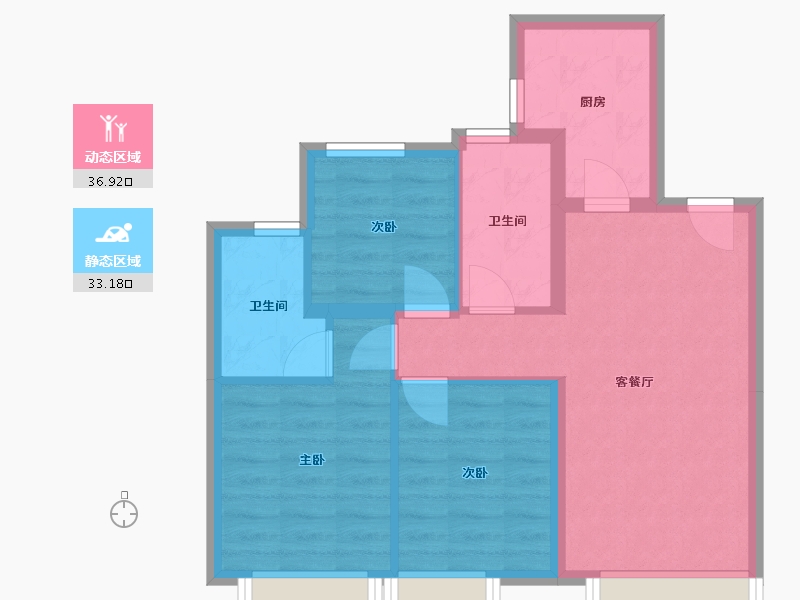 河北省-石家庄市-保利裕华和颂-62.13-户型库-动静分区