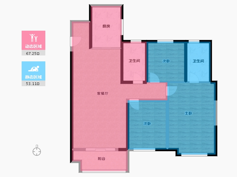 陕西省-西安市-白桦林悦-107.96-户型库-动静分区