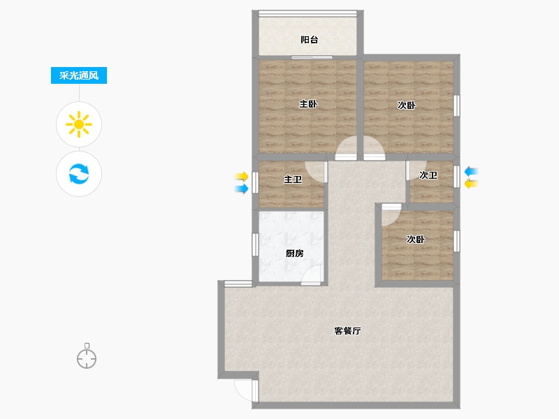 广东省-深圳市-京光海景花园-96.96-户型库-采光通风