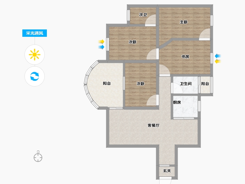 广东省-深圳市-港湾丽都-108.00-户型库-采光通风