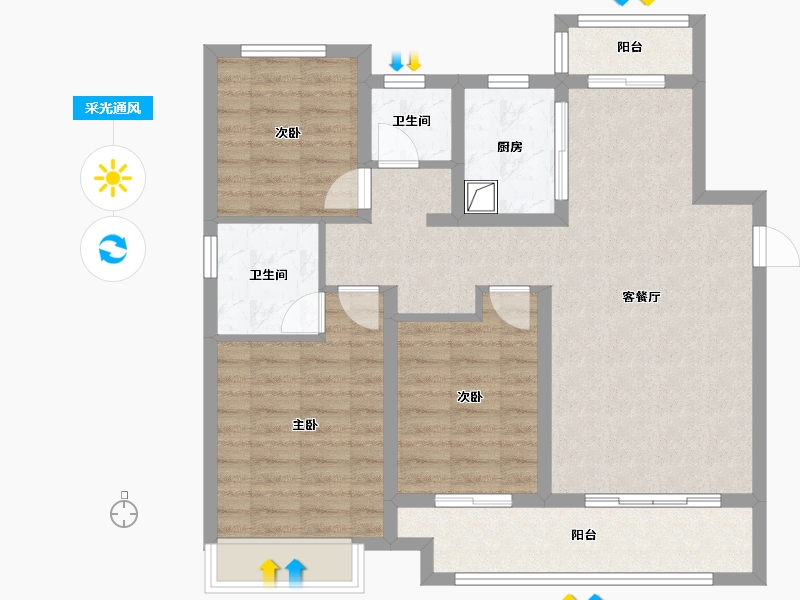 山西省-运城市-萃林佳苑-102.47-户型库-采光通风