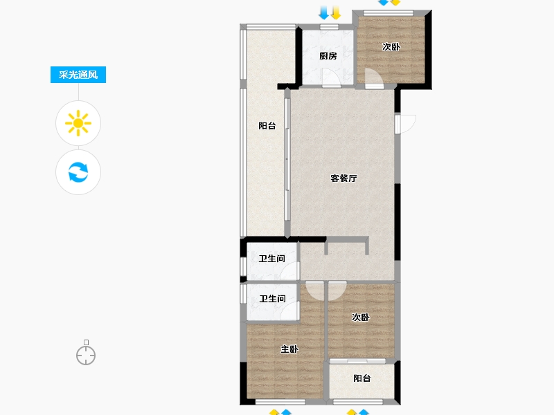 湖北省-十堰市-寿康·华悦府-95.86-户型库-采光通风