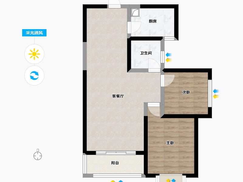 陕西省-咸阳市-颐和名居-76.23-户型库-采光通风