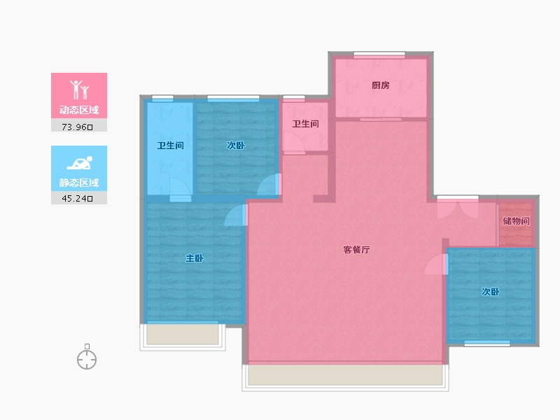 内蒙古自治区-呼和浩特市-金地峯启未来-113.82-户型库-动静分区