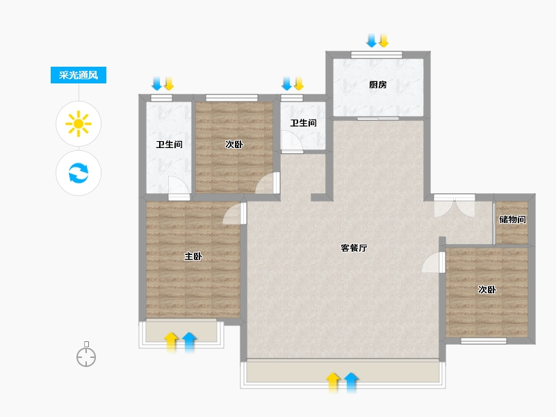 内蒙古自治区-呼和浩特市-金地峯启未来-113.82-户型库-采光通风