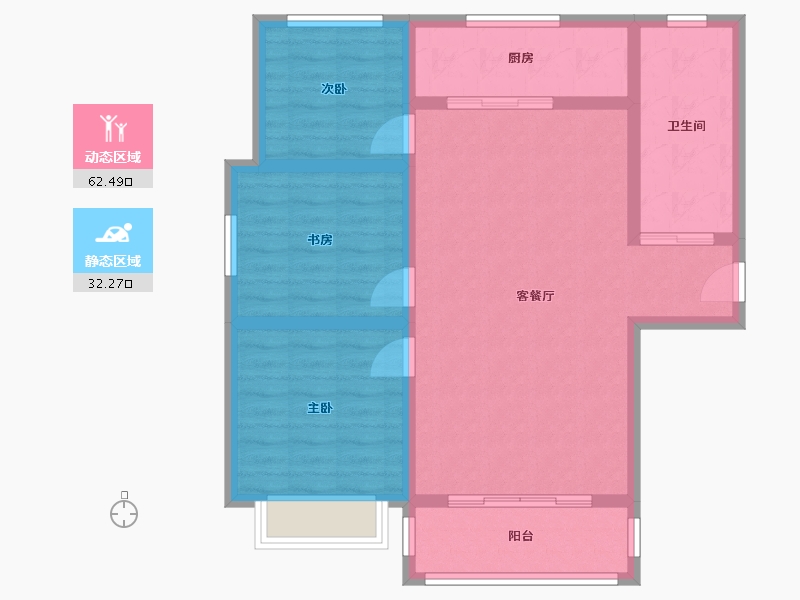 安徽省-六安市-北隅家苑-84.83-户型库-动静分区