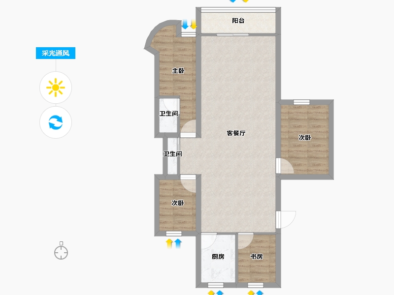 广东省-深圳市-英伦名苑(一期)-76.95-户型库-采光通风