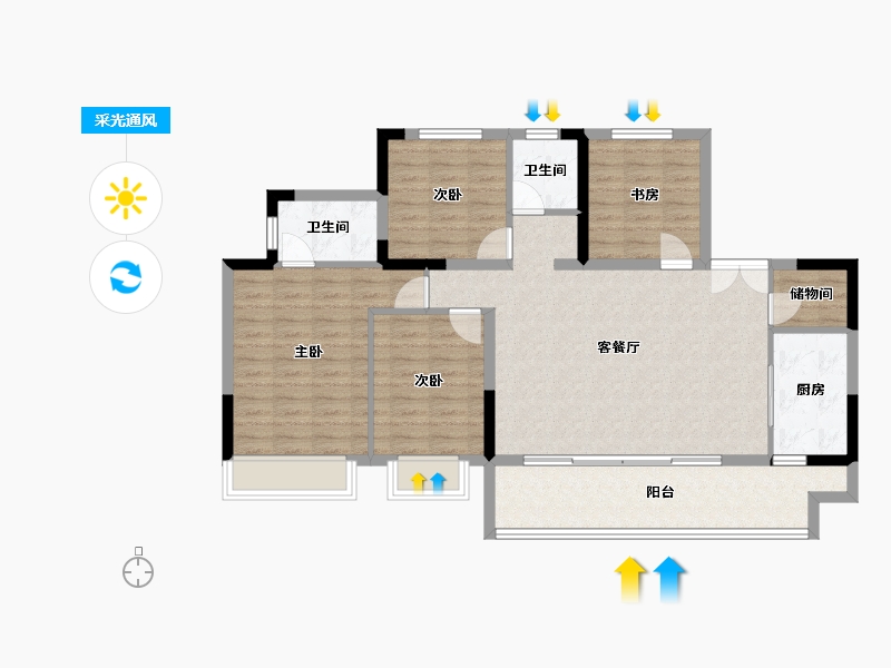 四川省-成都市-星河WORLD公园三号-106.84-户型库-采光通风