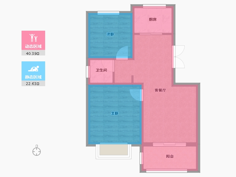 陕西省-宝鸡市-江河星城御景-67.20-户型库-动静分区