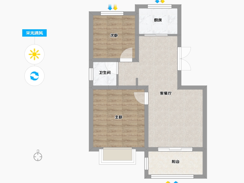 陕西省-宝鸡市-江河星城御景-67.20-户型库-采光通风