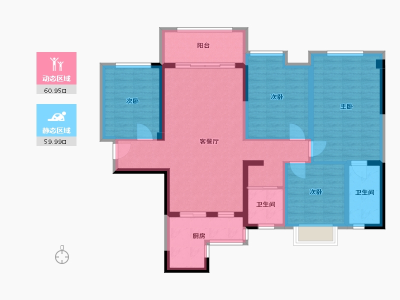 新疆维吾尔自治区-哈密地区-鎏金华府-120.96-户型库-动静分区