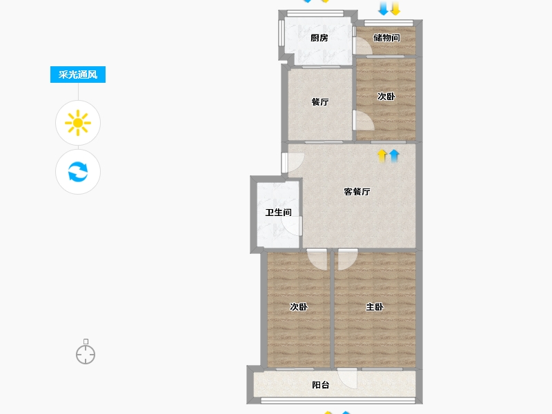 天津-天津市-棉纺新区-103.20-户型库-采光通风