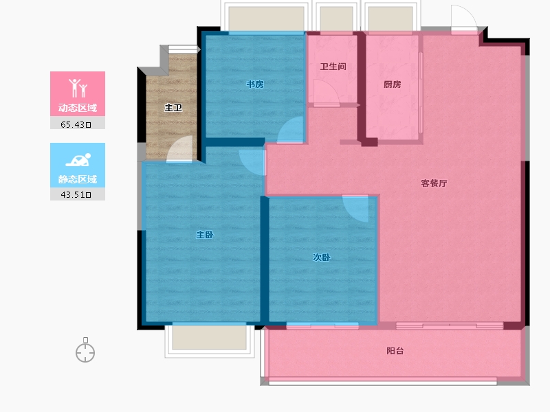 湖北省-武汉市-国铁城投·国樾滨江-104.22-户型库-动静分区