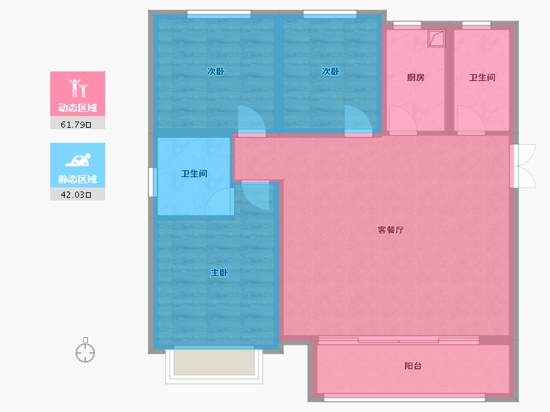 河北省-保定市-定州鹏州凤凰城-93.60-户型库-动静分区