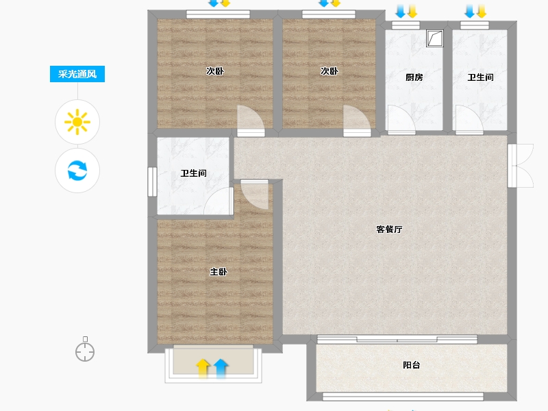 河北省-保定市-定州鹏州凤凰城-93.60-户型库-采光通风