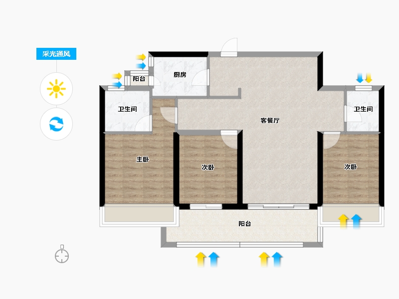 四川省-成都市-中交凤凰华府-89.83-户型库-采光通风