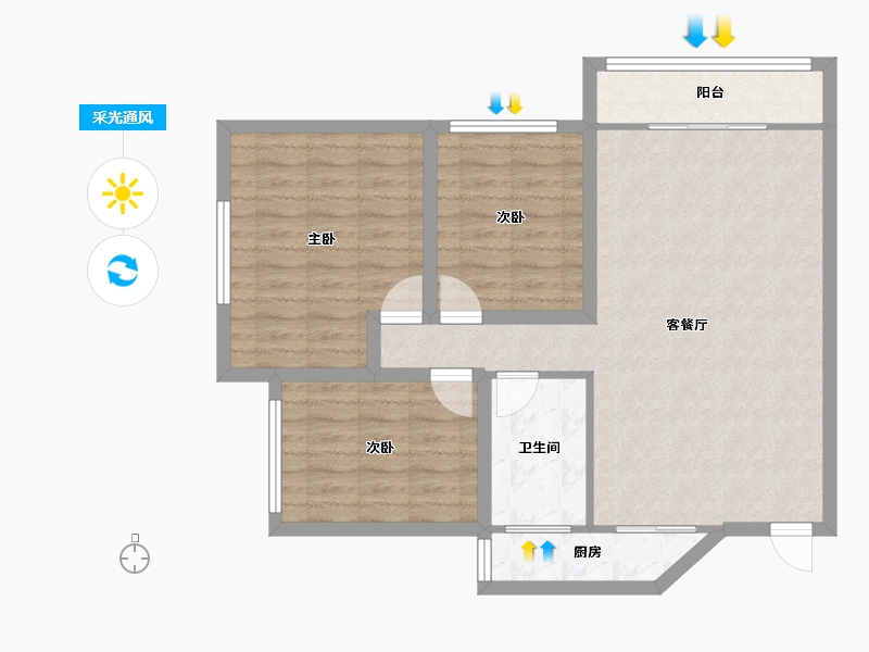 广东省-深圳市-田心庆云花园-83.39-户型库-采光通风