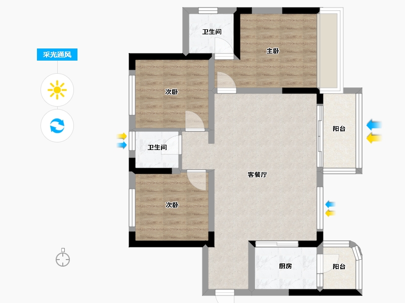 四川省-遂宁市-荣兴时代滨江-81.79-户型库-采光通风