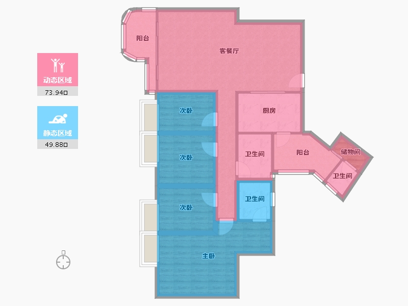 广东省-深圳市-百仕达花园(一期)-110.04-户型库-动静分区