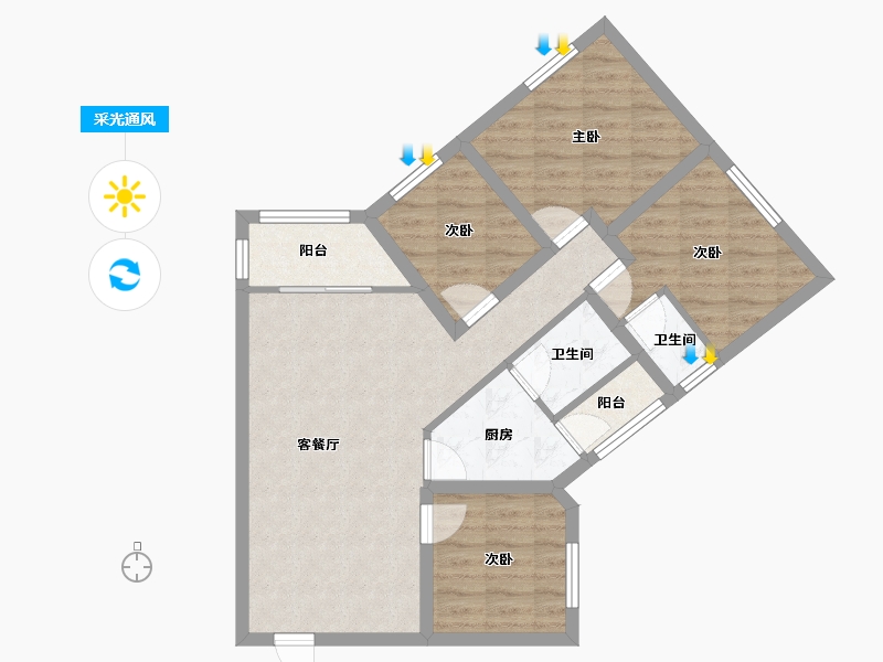 广东省-深圳市-金丽豪苑-76.62-户型库-采光通风