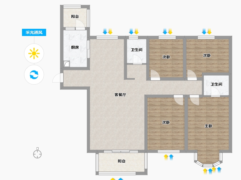 陕西省-榆林市-溪岸佳园-150.00-户型库-采光通风