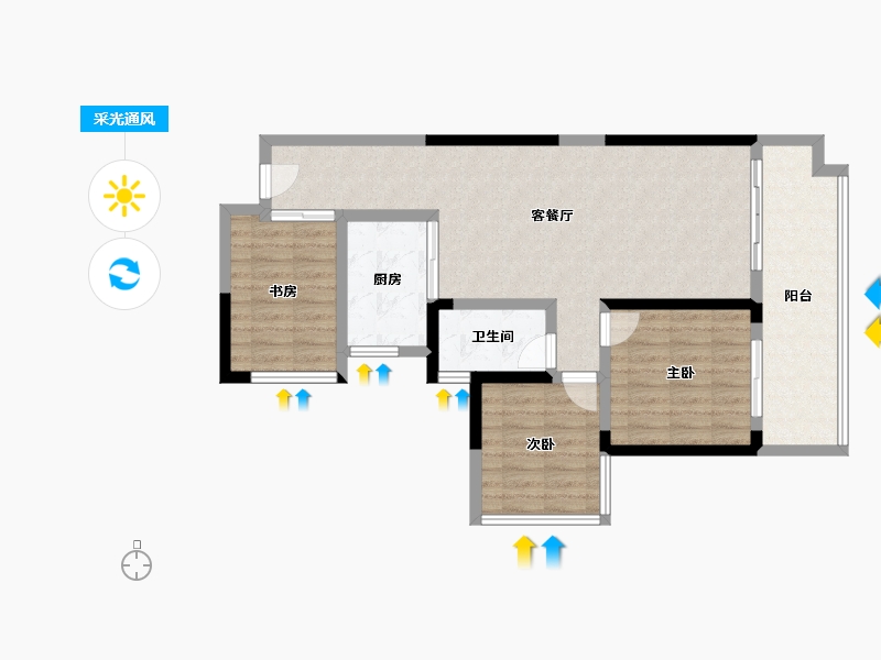 湖南省-湘潭市-涓江天易新城-76.80-户型库-采光通风