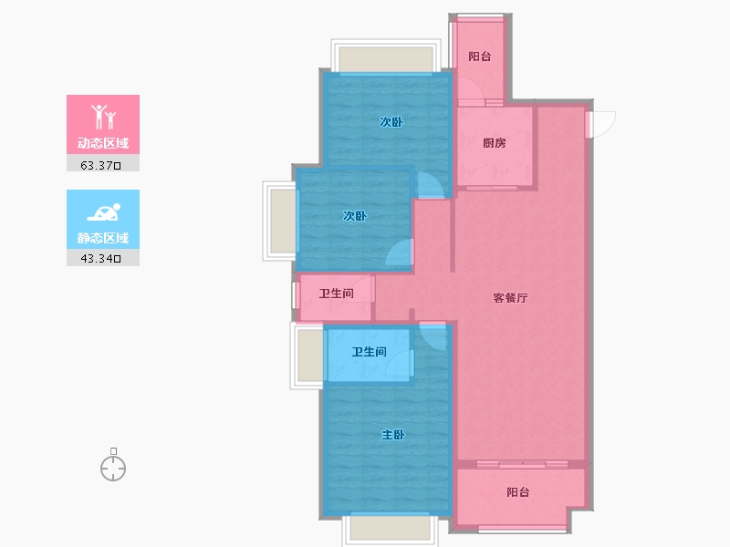 云南省-大理白族自治州-中心一号-97.60-户型库-动静分区