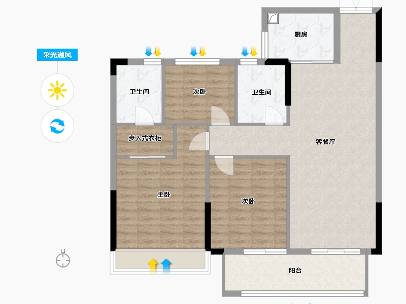 浙江省-温州市-郭盛锦园-100.00-户型库-采光通风