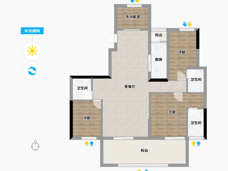 湖北省-十堰市-寿康·华悦府-105.24-户型库-采光通风