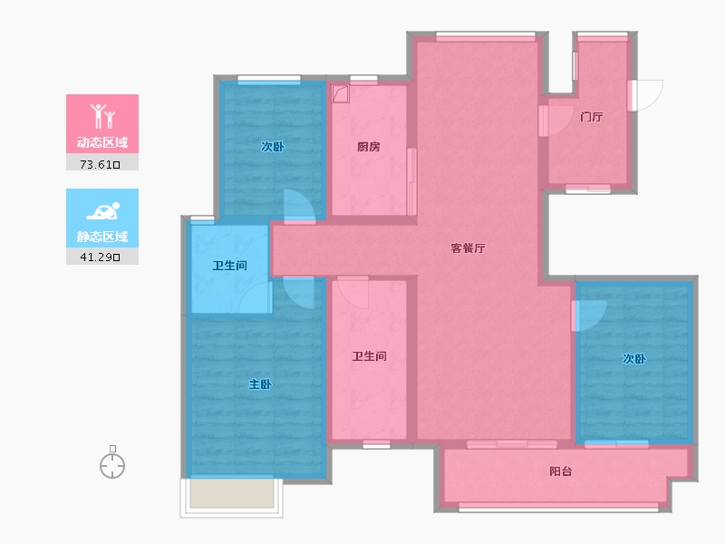 河南省-新乡市-星海师大怡景-102.38-户型库-动静分区