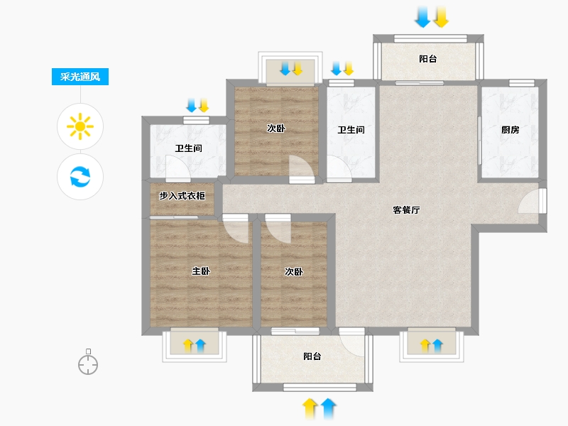 广东省-深圳市-濠景时代-84.72-户型库-采光通风