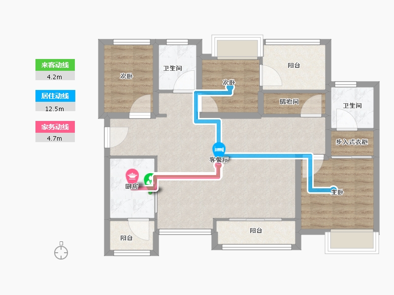 广东省-深圳市-卓越弥敦道-86.41-户型库-动静线