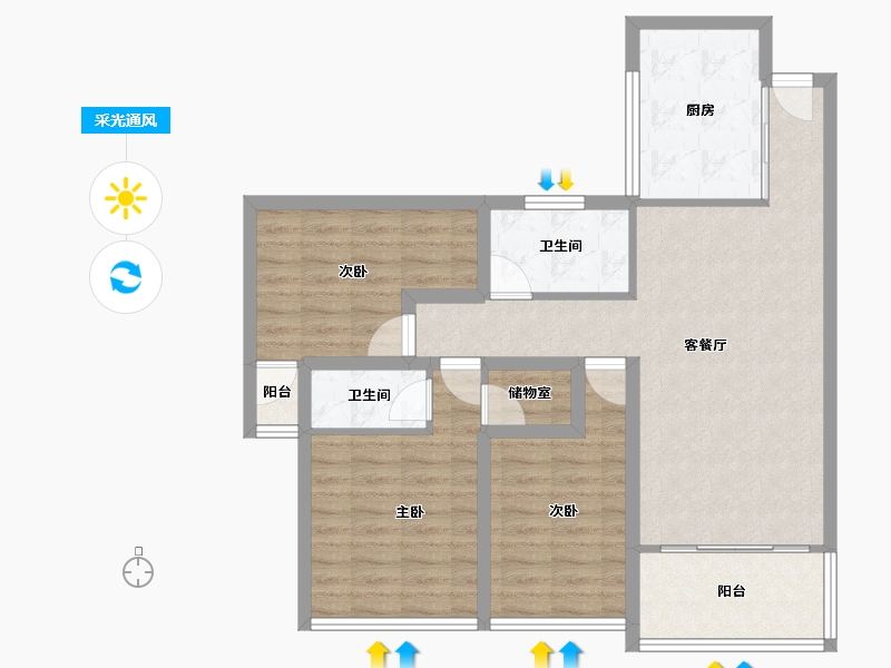 广东省-深圳市-华晖云门-88.26-户型库-采光通风