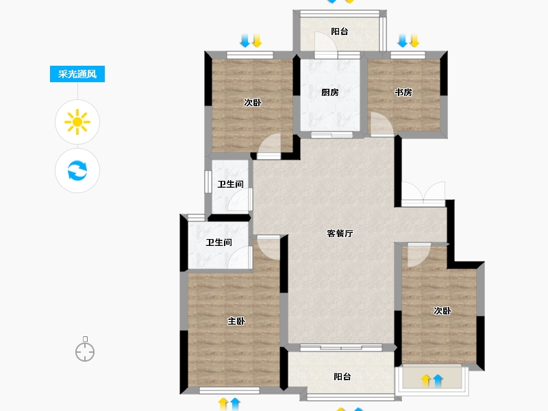 四川省-成都市-锦绣天宸-89.22-户型库-采光通风