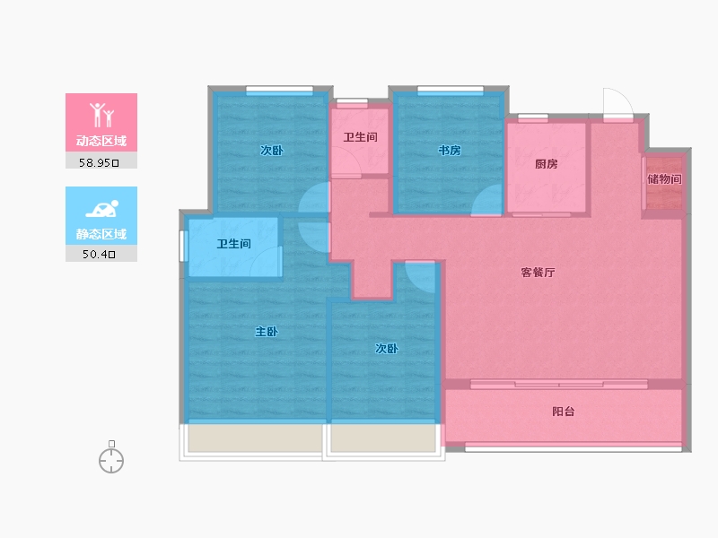 浙江省-杭州市-建发云启之江-98.98-户型库-动静分区