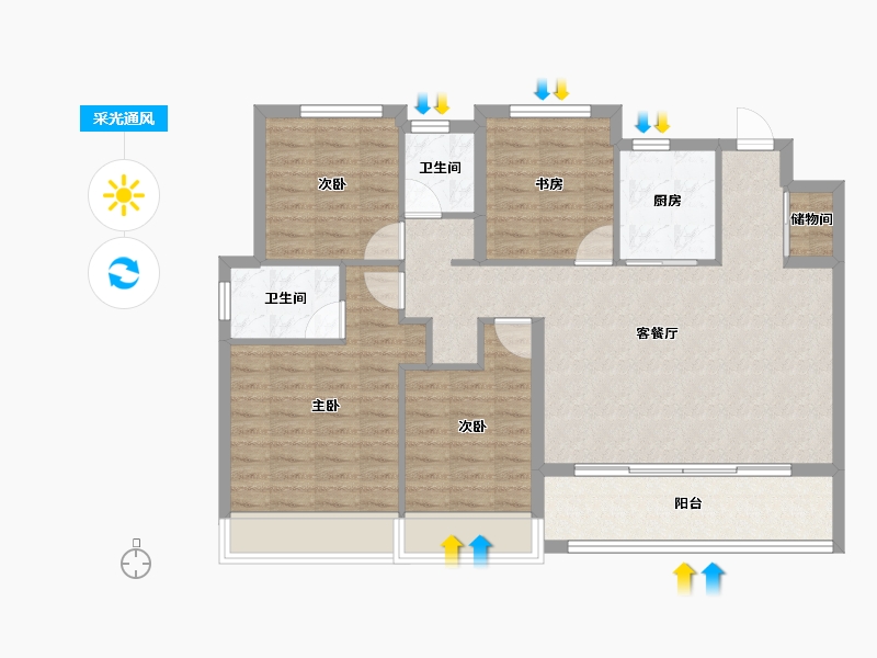 浙江省-杭州市-建发云启之江-98.98-户型库-采光通风