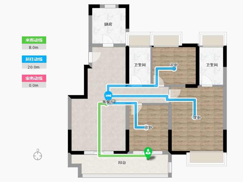 江苏省-苏州市-观澜四季佳苑-89.98-户型库-动静线