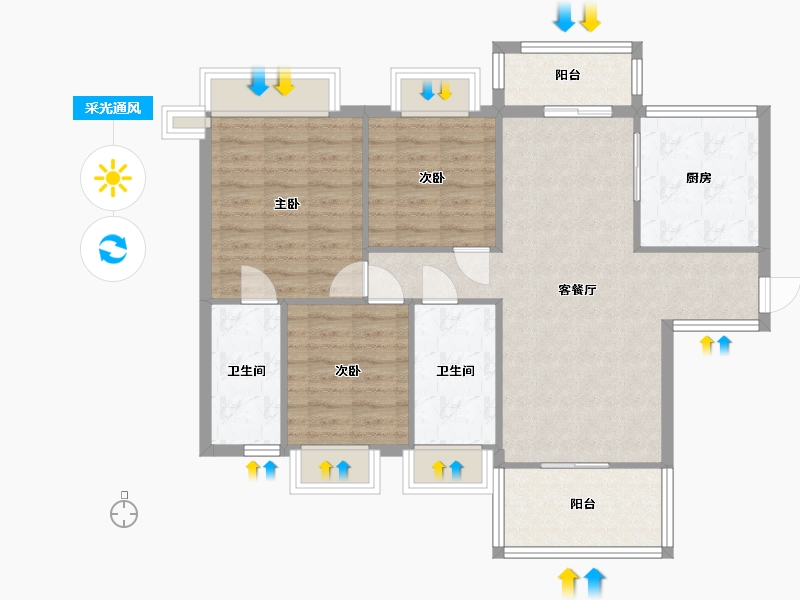 湖南省-衡阳市-银泰红城-三期-112.00-户型库-采光通风