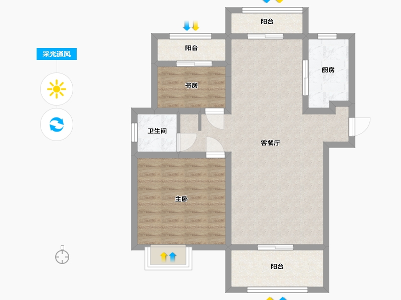 安徽省-马鞍山市-东鼎壹品-79.57-户型库-采光通风