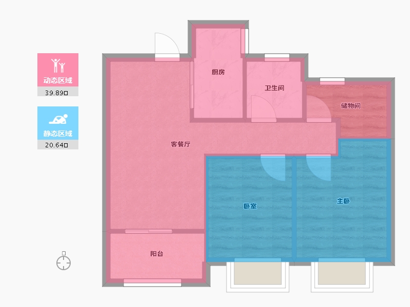 浙江省-宁波市-中海花园-58.82-户型库-动静分区