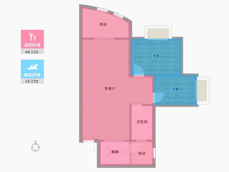 黑龙江省-鹤岗市-观峰阁-57.90-户型库-动静分区