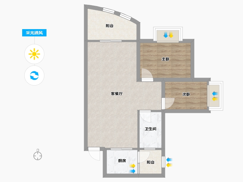 黑龙江省-鹤岗市-观峰阁-57.90-户型库-采光通风